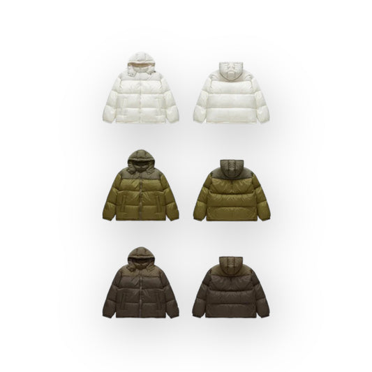 INFLATION Solid Color Hooded Puffer Jacket