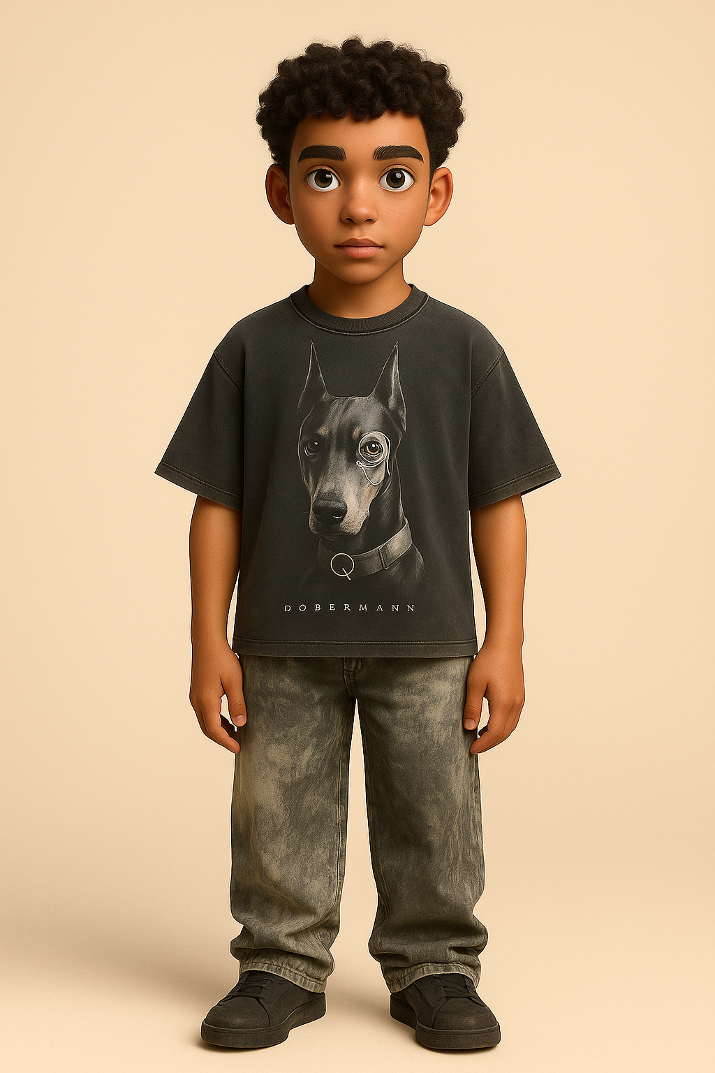 Tiny Spark Masked Doberman Dog Graphic T Shirt