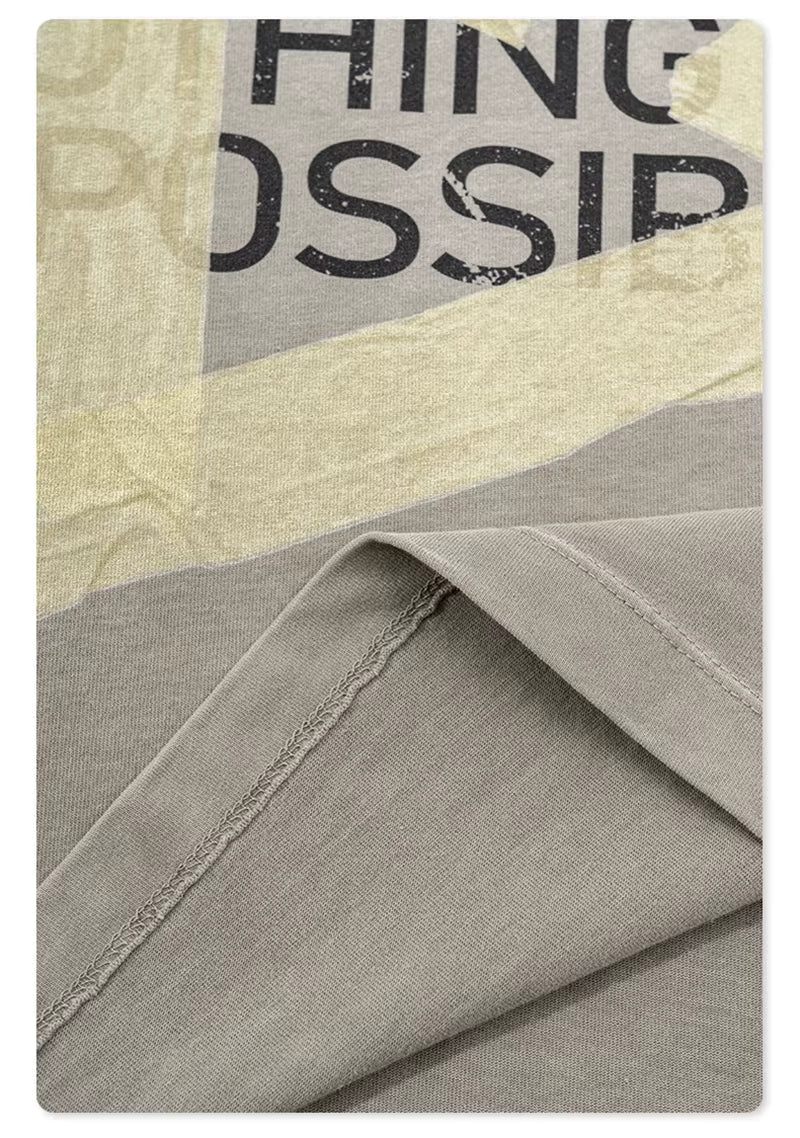 HY0846 Retro Loose Letters Printing Cotton T Shirt