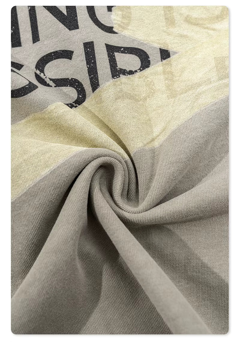 HY0846 Retro Loose Letters Printing Cotton T Shirt