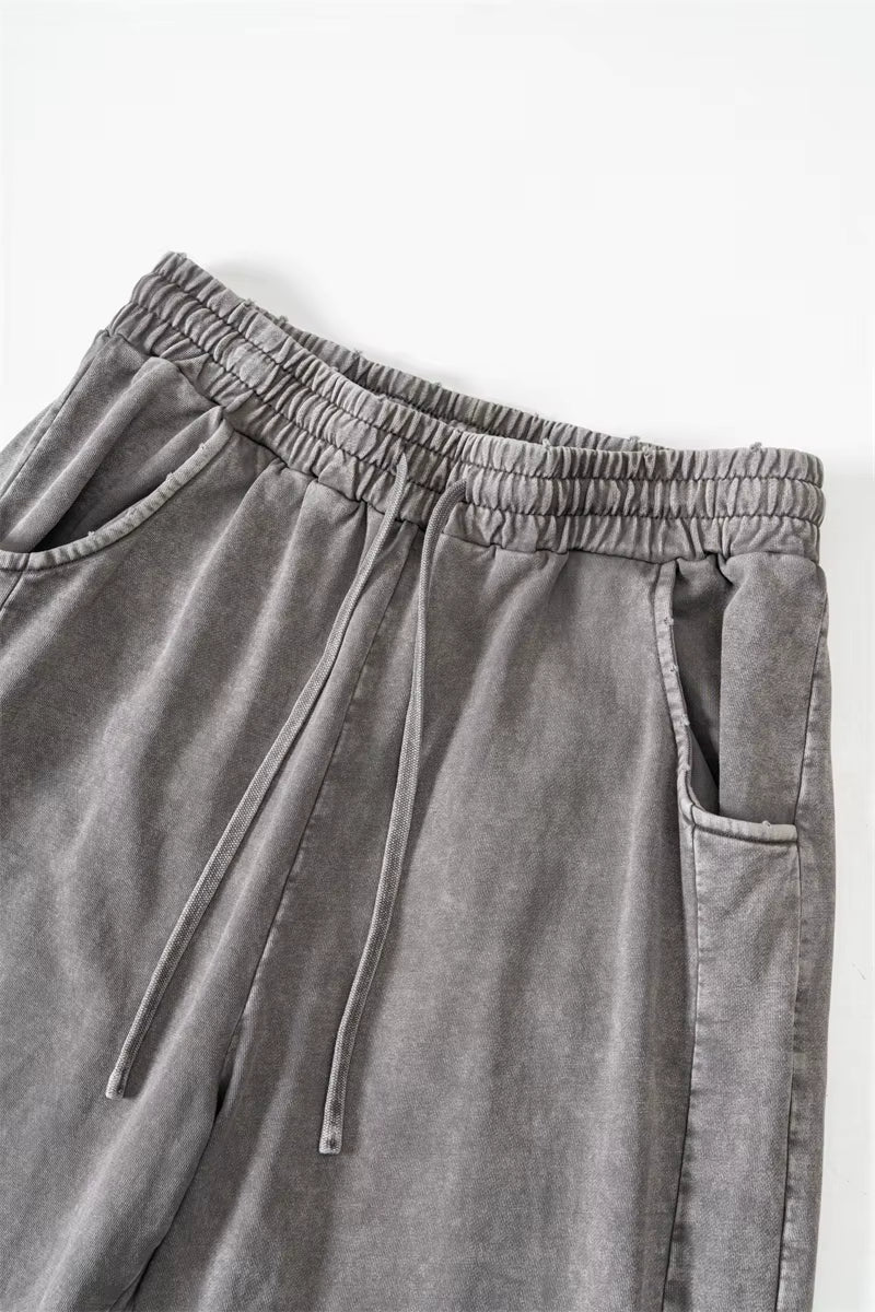 HY0830 330gsm Distressed Loose Trousers