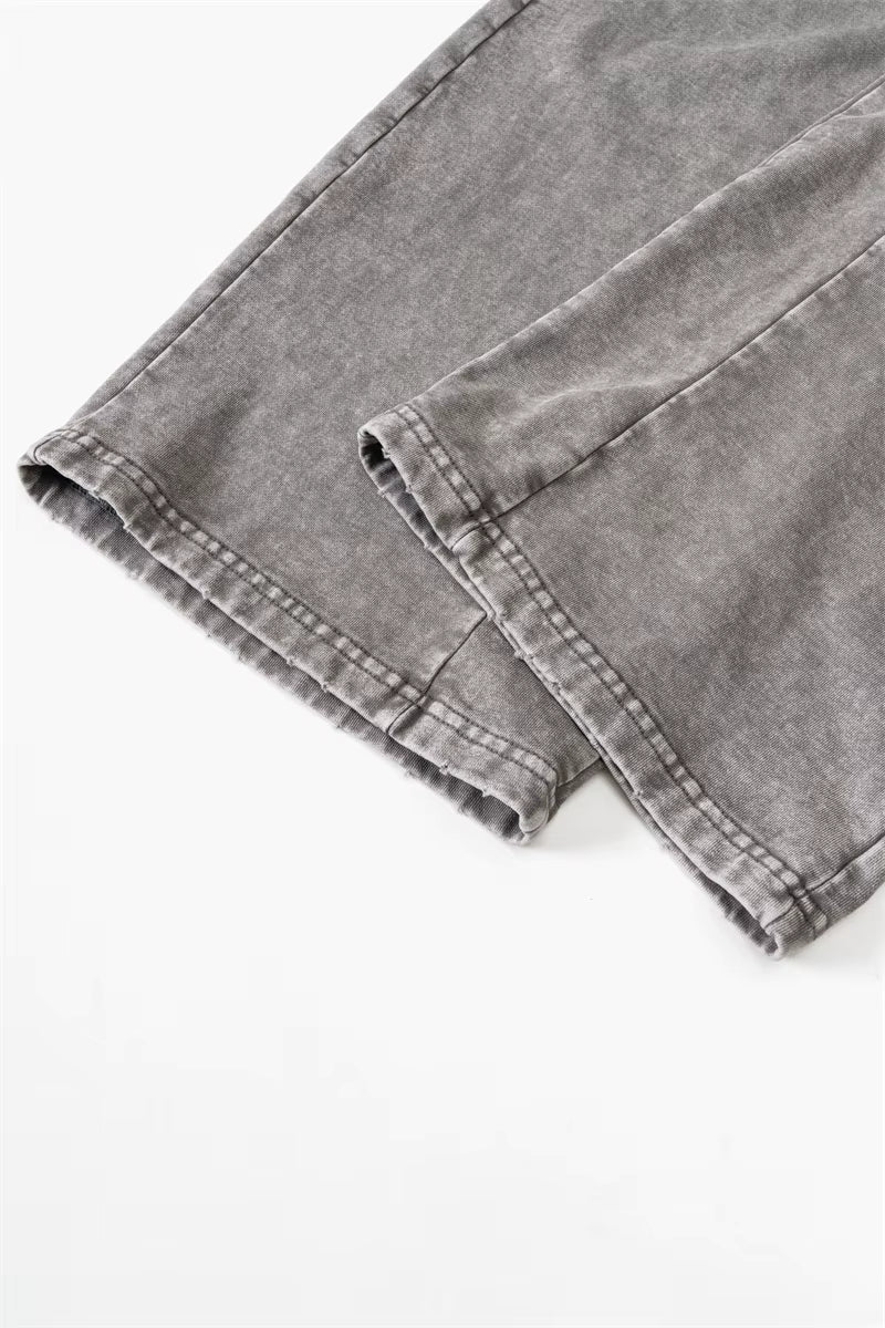 HY0830 330gsm Distressed Loose Trousers