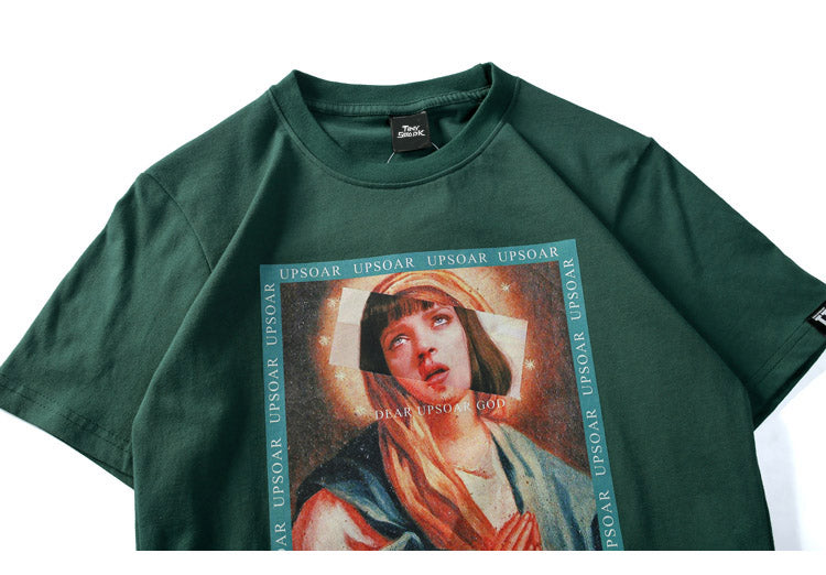 Tiny Spark Virgin Mary Printed Short Sleeve T-shirt