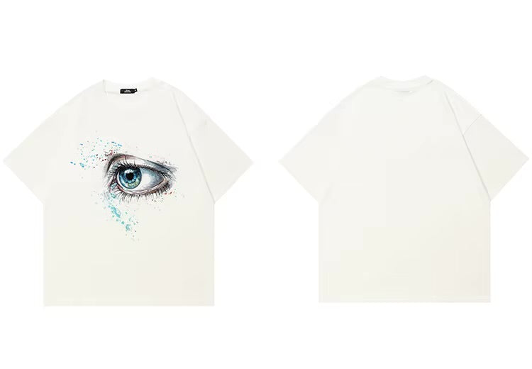 Tiny Spark Painting Blue Eye Graphic Casual Tshirt