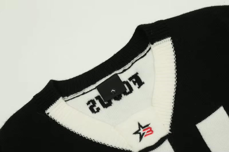 GONTHWID Knitted Patchwork Racing Sports Jumper