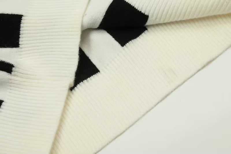 GONTHWID Knitted Patchwork Racing Sports Jumper