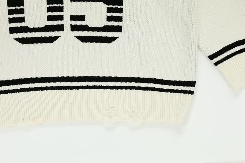 GONTHWID Ripped Hole Knitted Racing Sport Jumper