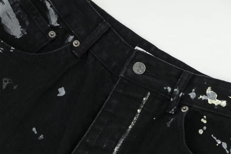 GONTHWID Graffiti Print Straight Wide Baggy Loose Denim Pants