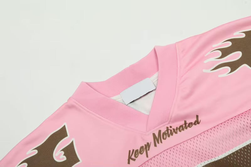 GONTHWID Vintage Mesh Jersey Pink Oversized T-Shirt