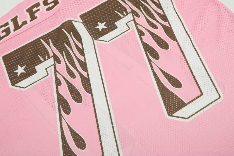 GONTHWID Vintage Mesh Jersey Pink Oversized T-Shirt