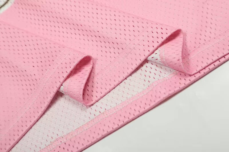 GONTHWID Vintage Mesh Jersey Pink Oversized T-Shirt