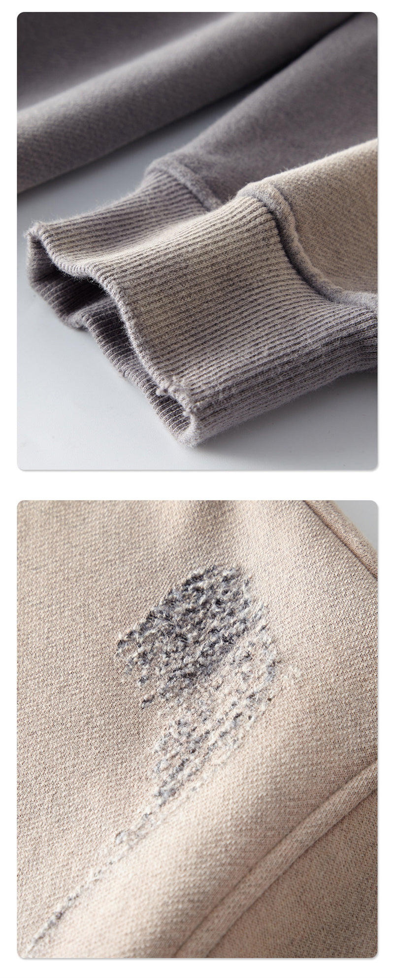 ZODF Loose 360gsm Ripped Warm Fleece Pullover