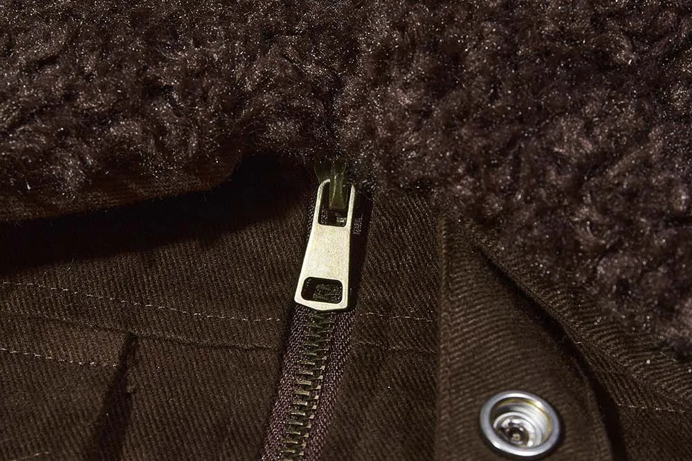 MADE EXTREME Retro Spliced Fleece Collar Coat