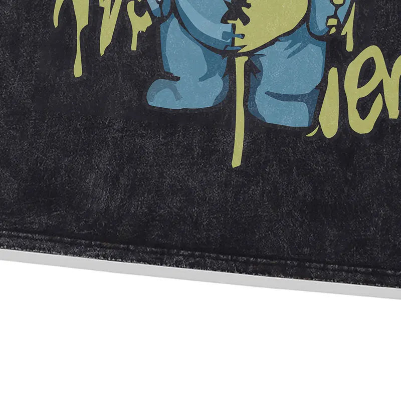 GONTHWID Cartoon Toy Teddy Bear Graphic Print Washed T-Shirt