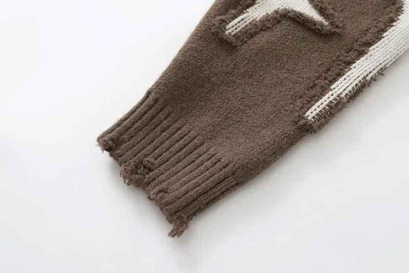Knitted Ripped Holes Jumpers Streetwear Sweater