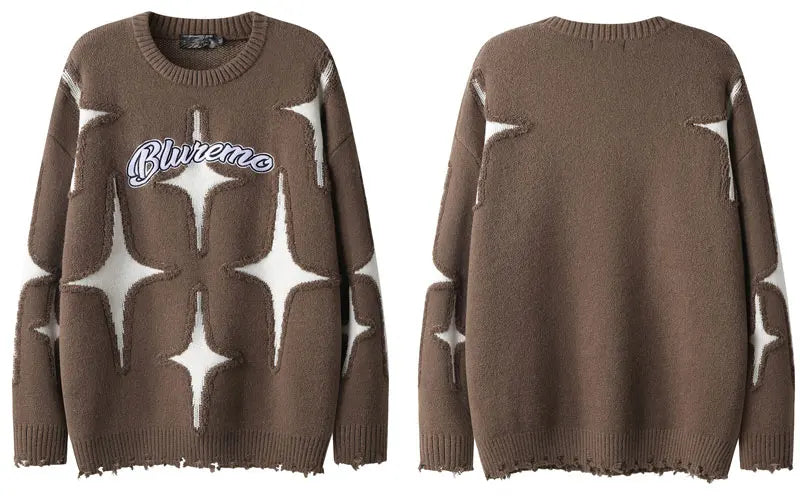 Knitted Ripped Holes Jumpers Streetwear Sweater