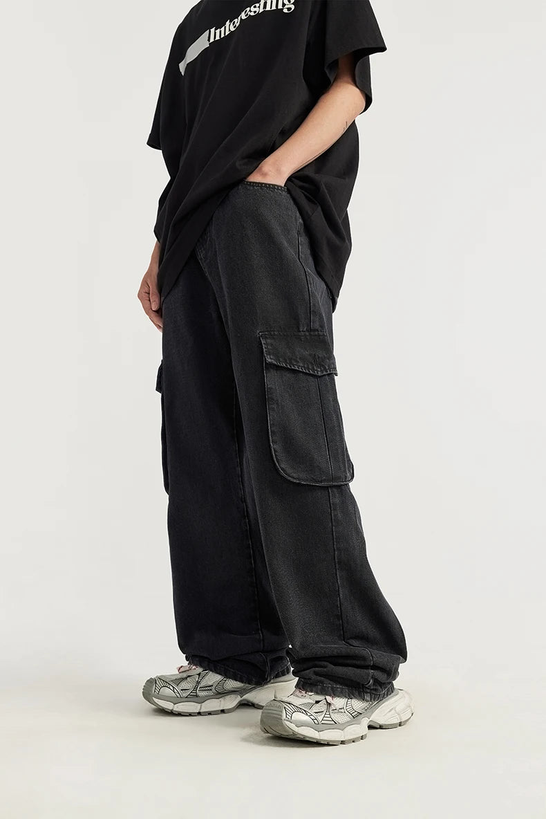 INFLATION Washed Wide Leg Cargo Jeans