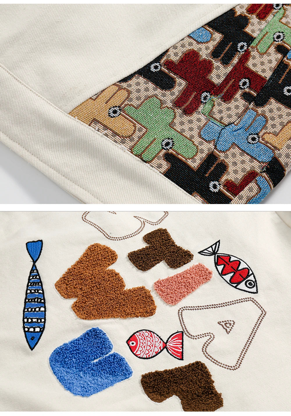 Furry Embroidery Patchwork Cotton Jacket