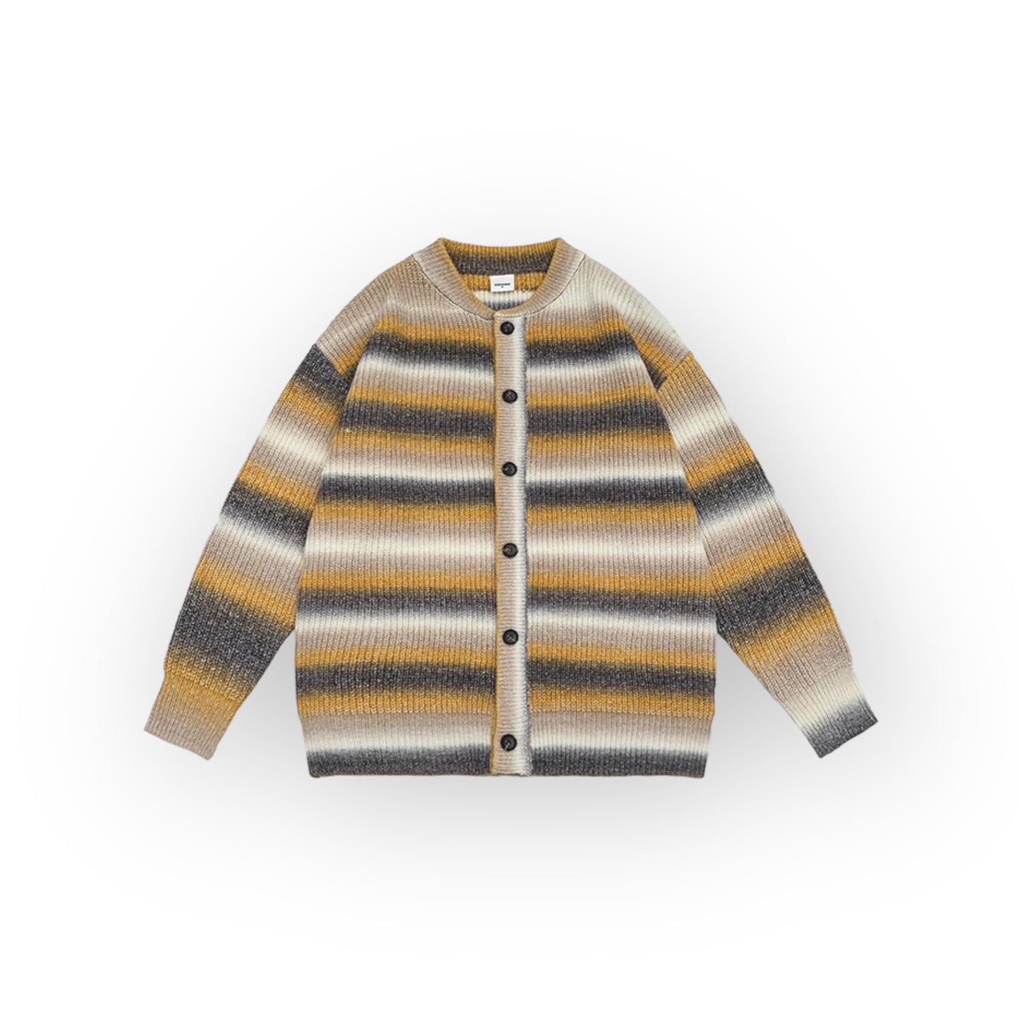 Neoism Oversize High Street Stripe Zip-up Retro Vintage Hip Hop Men Sweater