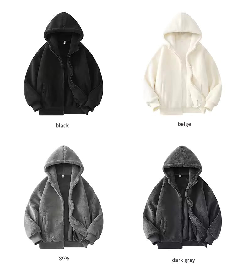 BASEFLY Sheep Furry Imitation Men Hoodie Jacket