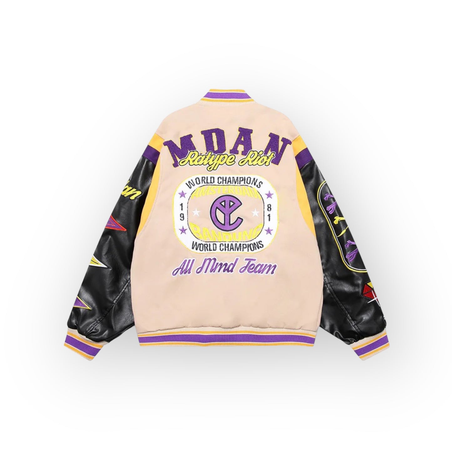 Aolamegs Embroidery Patchwork Letter Graphic Jacket