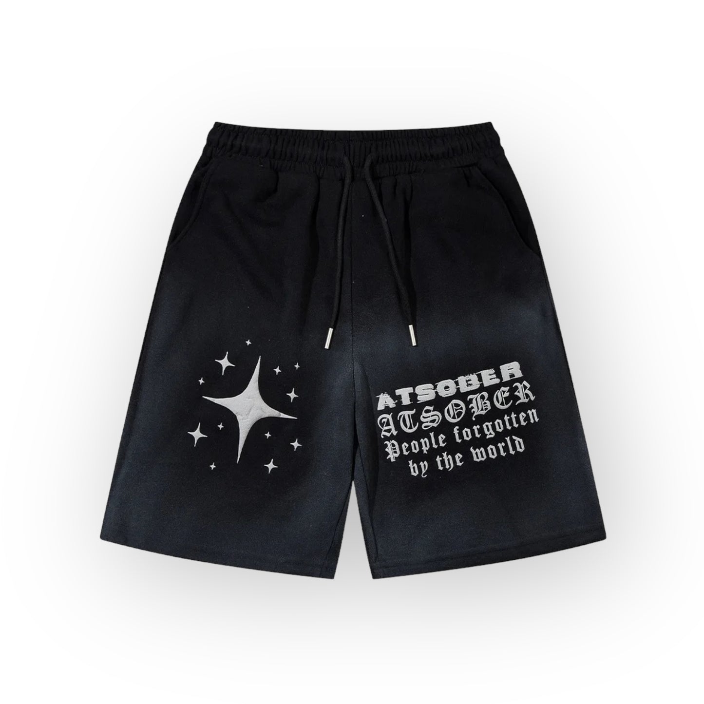 Aolamegs Spray Painting Letter Print Shorts