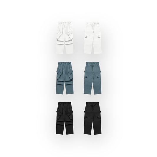 INFLATION Streetwear Pleated Cargo Parachute Pants