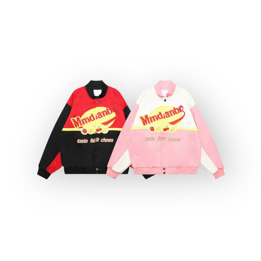 Aolamegs Patch Fruit Graphic Letter Printed Jackets