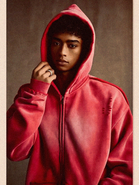 HY1117 Ripped Distressed Hooded Pullover