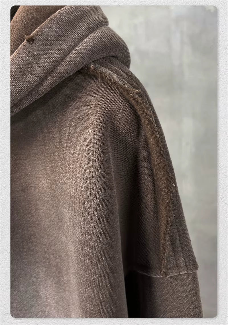 HY1117 Ripped Distressed Hooded Pullover