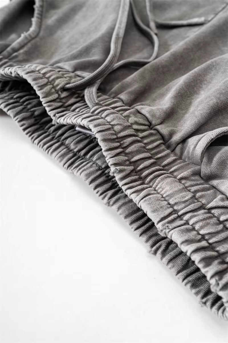 HY0830 330gsm Distressed Loose Trousers