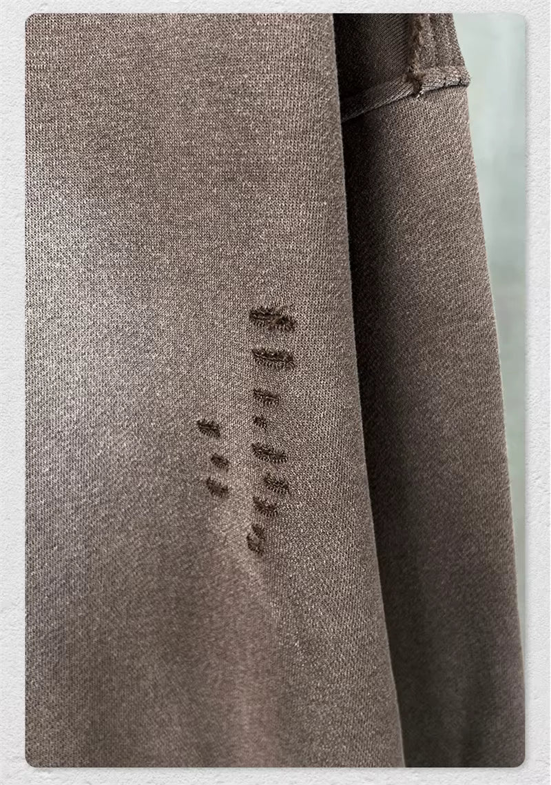 HY1117 Ripped Distressed Hooded Pullover