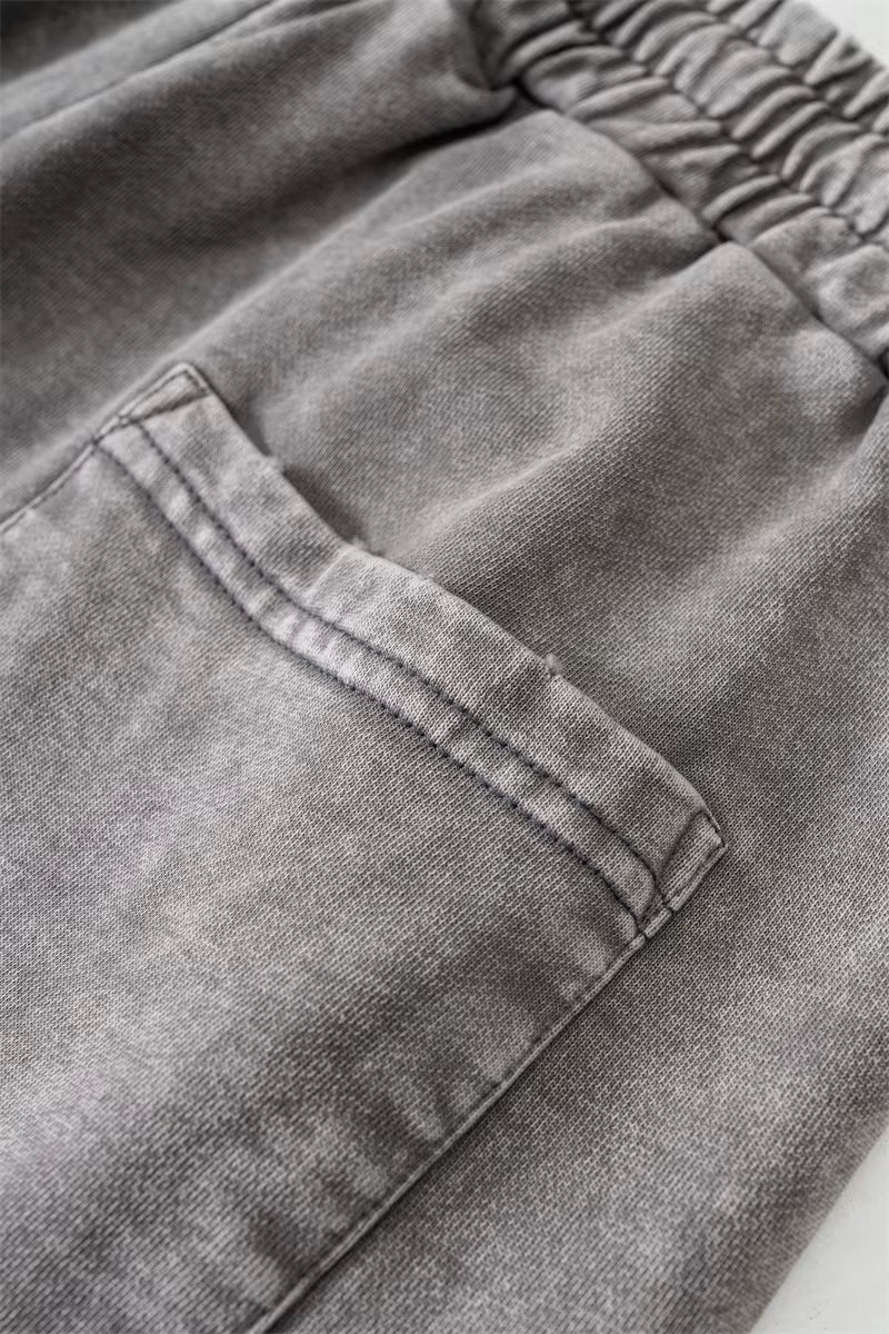 HY0830 330gsm Distressed Loose Trousers