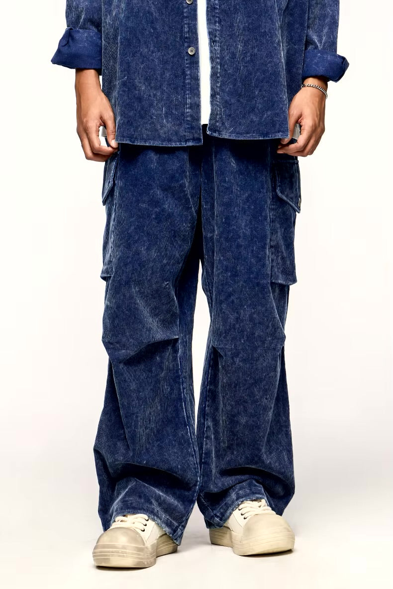 INFLATION Washed Faded Corduroy Cargo Pants