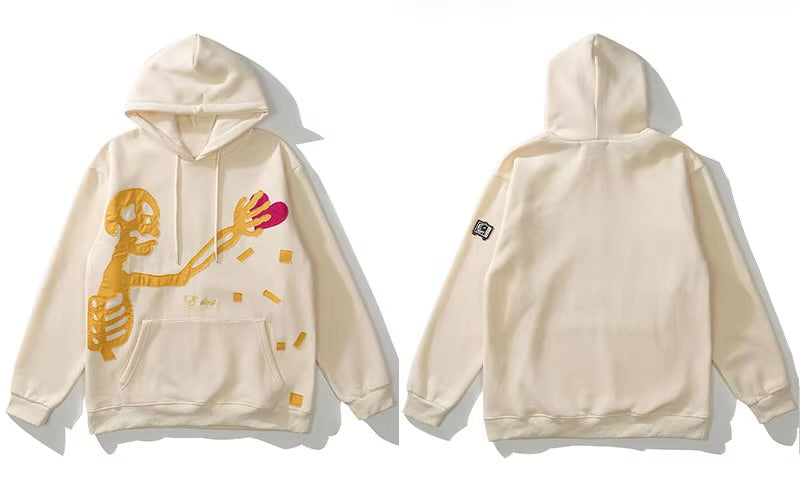 GONTHWID Skeleton Patch Fleece Hoodie
