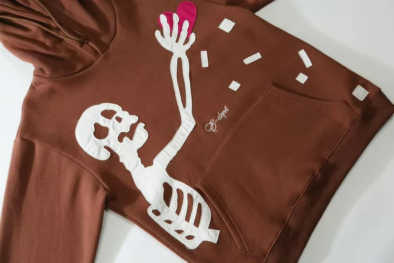 GONTHWID Skeleton Patch Fleece Hoodie