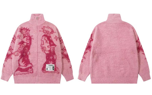 GONTHWID Mohair Sweaters Cardigan