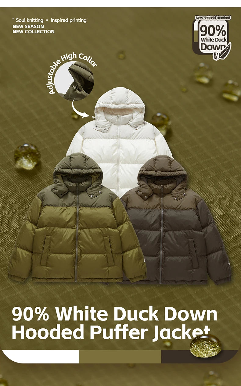 INFLATION Solid Color Hooded Puffer Jacket