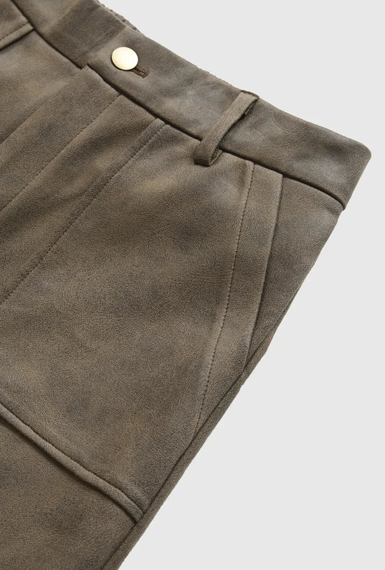 INFLATION Vintage Distressed Suede Cargo Pants