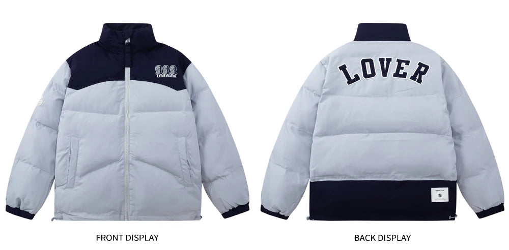 LOVER Embroidery Bomber Puffer Jacket