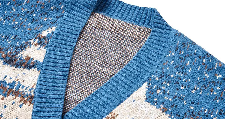 GONTHWID Van Gogh Blue Cardigan Sweater