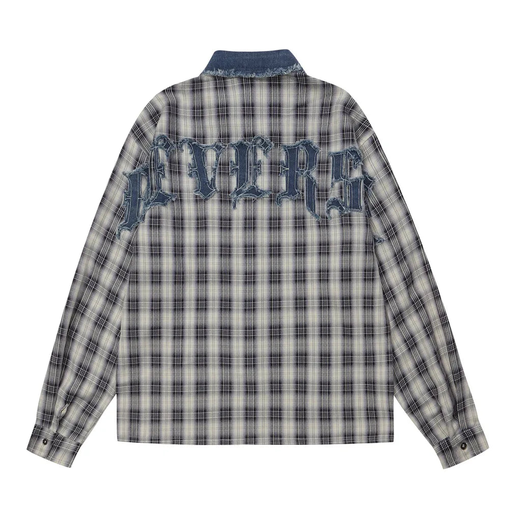 UncleDonJM Patch Letter Embroidered Long Sleeve Shirt