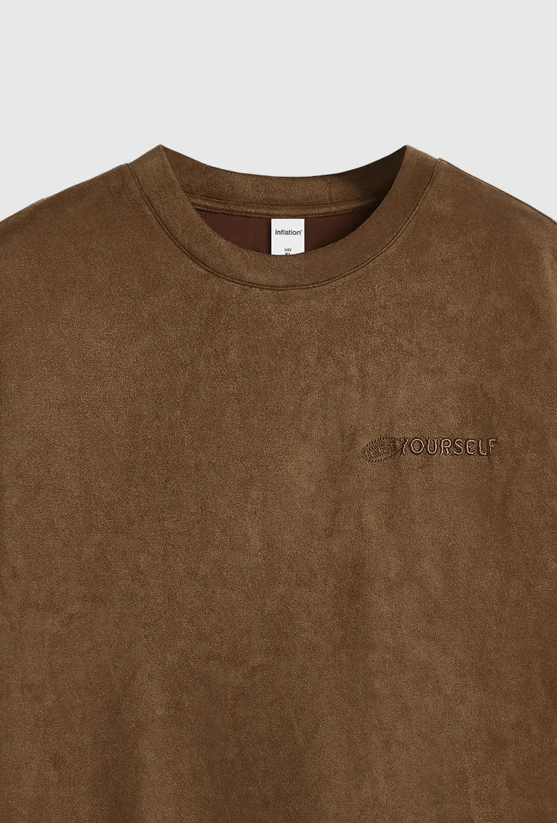 INFLATION Suede Fabric Half Sleeved Tshirt