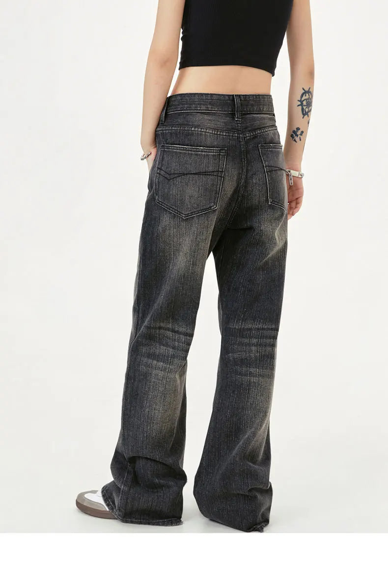 MADE EXTREME Distressed Washed Scratched Baggy Jeans