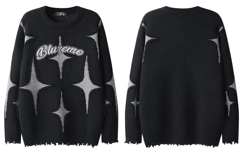 Knitted Ripped Holes Jumpers Streetwear Sweater