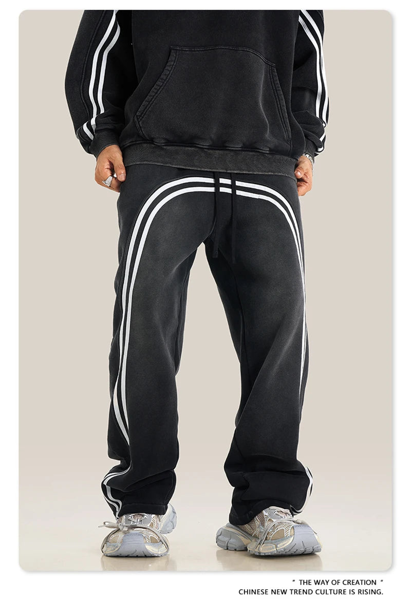 ZODF Retro Zipper Fleece Hoodie & Washed Fleece Straight Pants