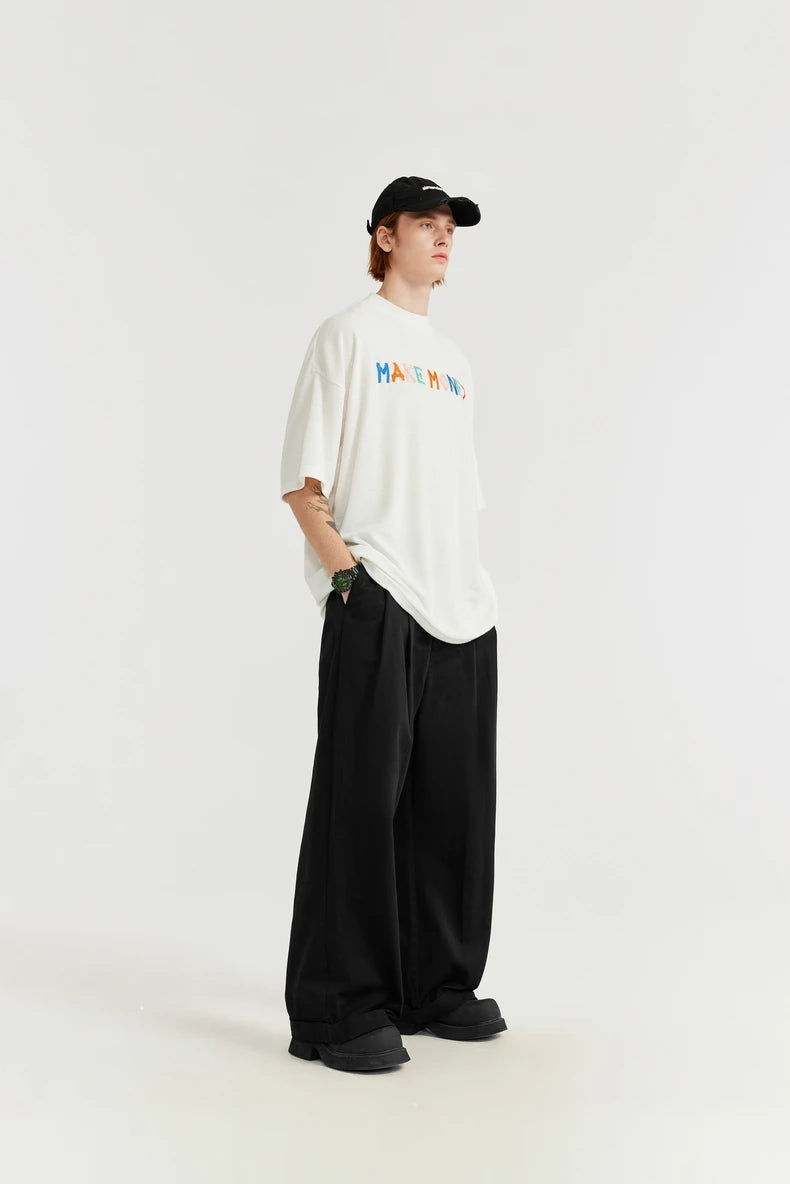 INFLATION Japanese Style Double Pleat Straight Leg Pants