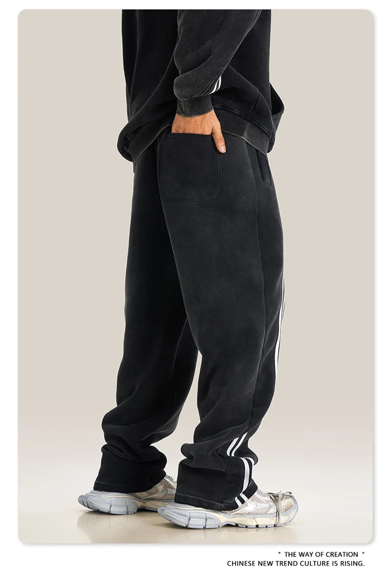 ZODF Retro Zipper Fleece Hoodie & Washed Fleece Straight Pants