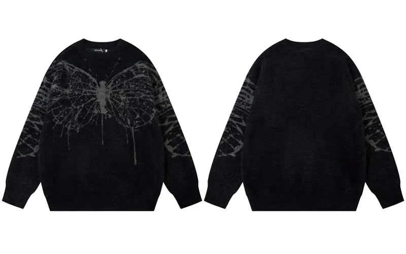 Gonthwid Knitted Butterfly Graphic Pullover