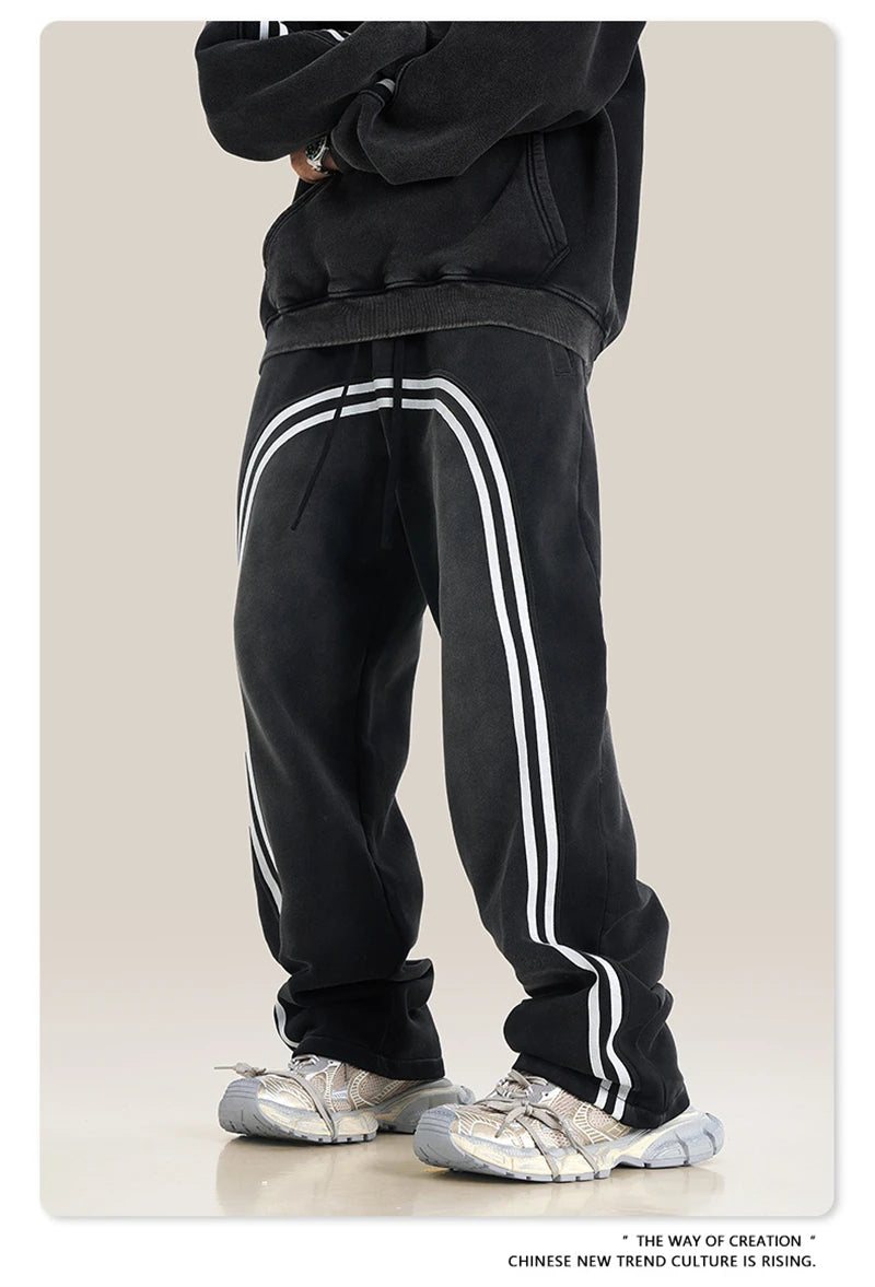 ZODF Retro Zipper Fleece Hoodie & Washed Fleece Straight Pants